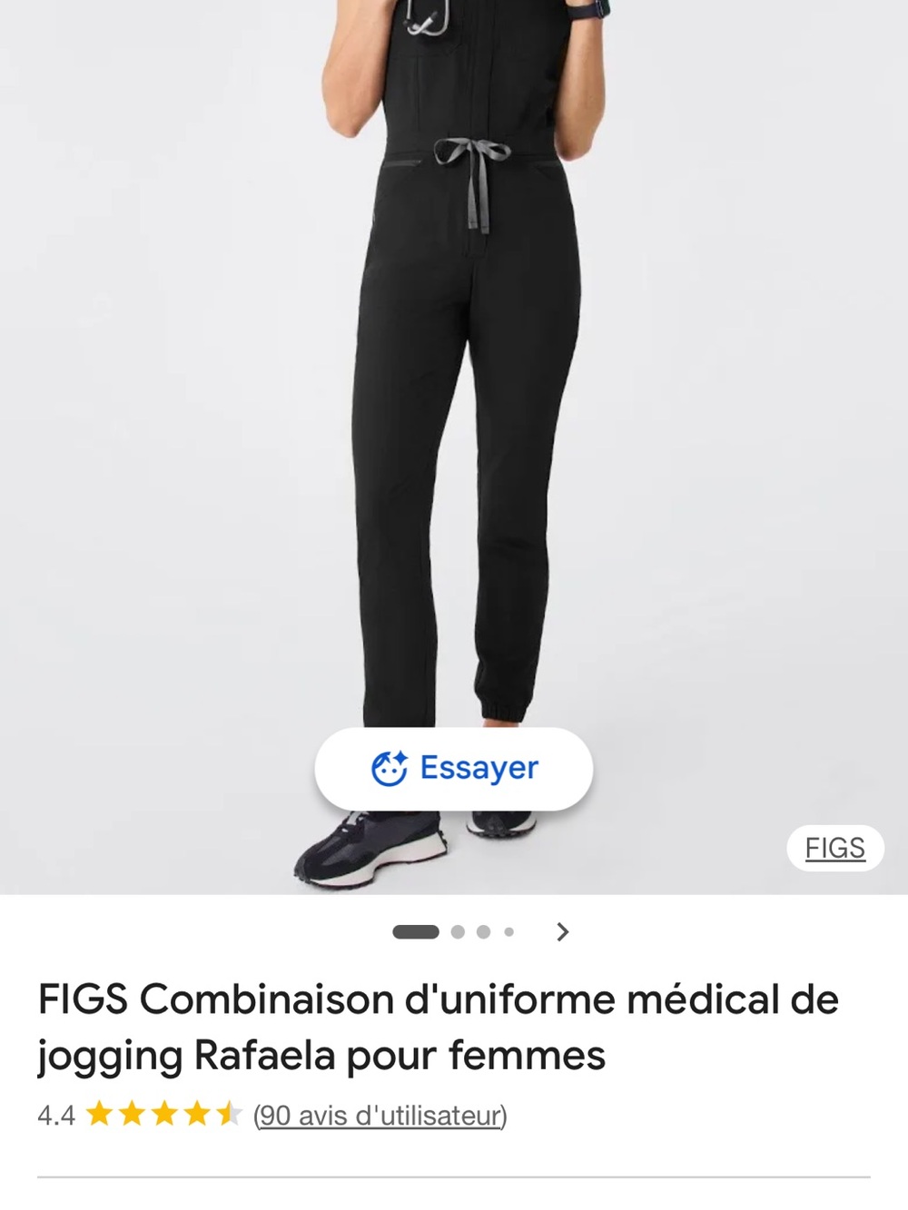 Figs Black Jogger Jumpsuit with Drawstring
